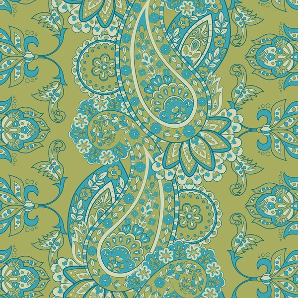 Paisley Naadloos Bloemenpatroon Indiase Vintage Achtergrond — Stockvector