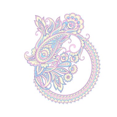 Paisley Vektör Deseni. İzole edilmiş Asya İllüstrasyonu