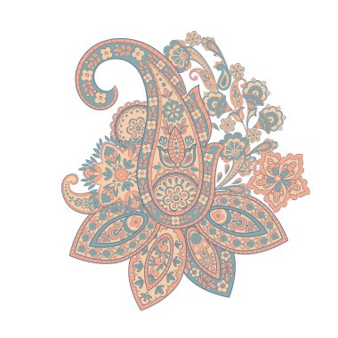 Paisley etnik izole edilmiş ya da isimlendirilmiş. Vektör illüstrasyonu