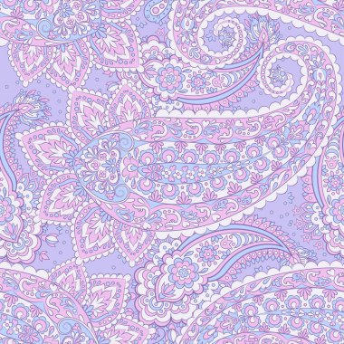 Çiçeksiz desenli desenli şal desenli süs. Asya tekstil biçiminde vektör illüstrasyonu