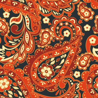 Asya batik stilinde desensiz tekstil deseni