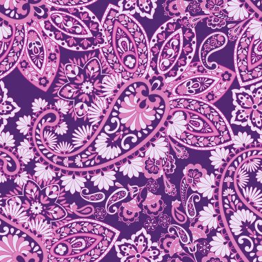 Şal desenli, desensiz bir süs. Çiçek dekoru süsleyin. Vektör illüstrasyonu