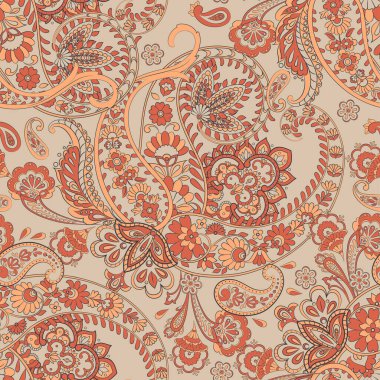 Çiçeksel elementlerle desenli, pürüzsüz etnik desen..