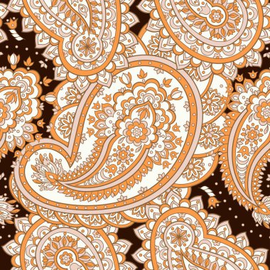 Asya tekstil tarzında vektör illüstrasyonu. Paisley pürüzsüz desen.