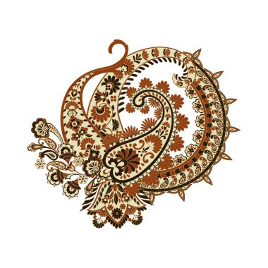 Hint tarzında desenli desenler. Çiçek vektör illüstrasyonu