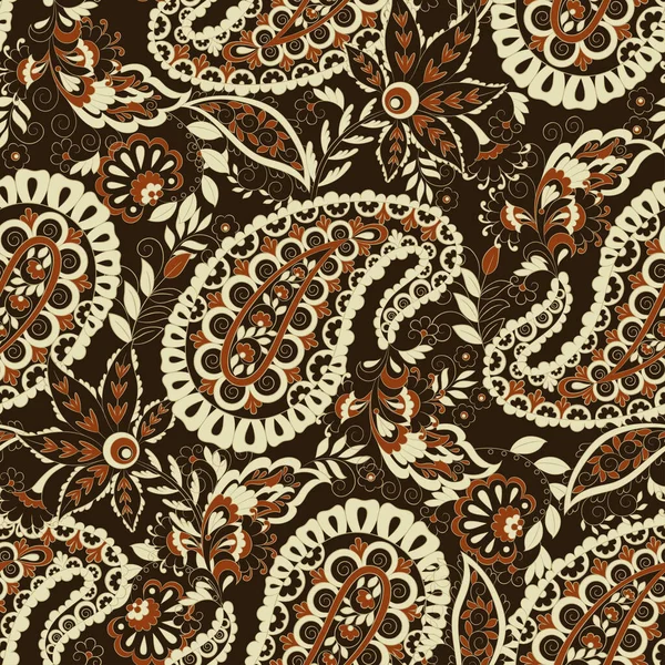 Damast Paisley Nahtloses Vektormuster Floral Vintage Hintergrund — Stockvektor