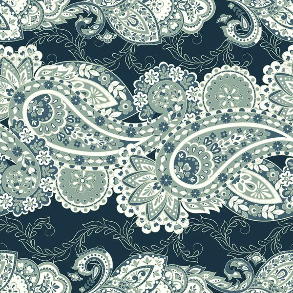 Estilo Damasco Paisley Floral Patrón Sin Costuras — Vector de stock