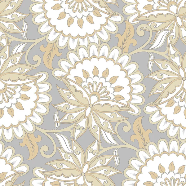 Fleurs Ethniques Motif Vectoriel Sans Couture Fond Vintage Floral — Image vectorielle