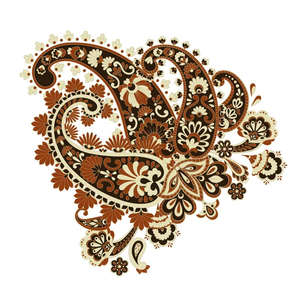 インド風のペイズリー模様 花のベクターイラスト — ストックベクタ