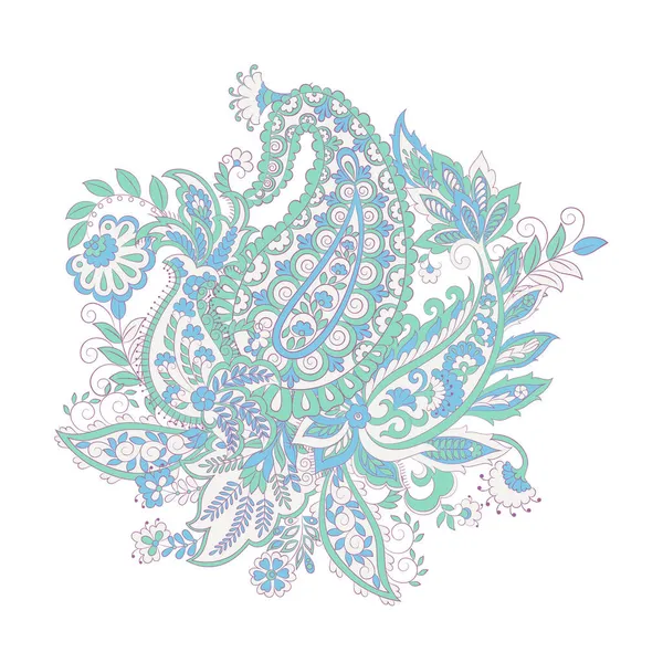 Adorno Aislado Paisley Estilo Indio Ilustración Vectorial Floral — Archivo Imágenes Vectoriales