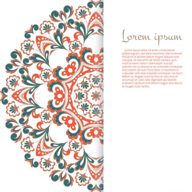 Mandala süslemeli metnin için doğu tarzı vektör şablonu. 