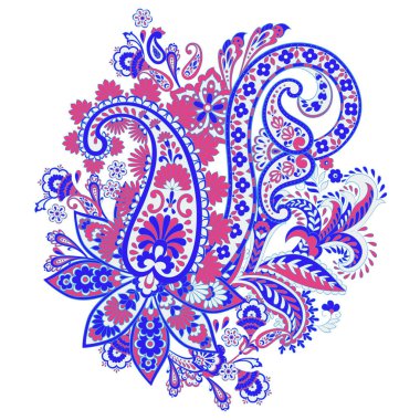 Hint tarzında izole edilmiş Paisley deseni. Çiçek vektör illüstrasyonu