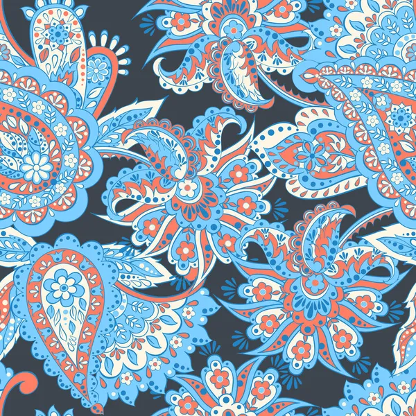 Patrón Sin Costura Floral Con Ornamento Paisley — Archivo Imágenes Vectoriales