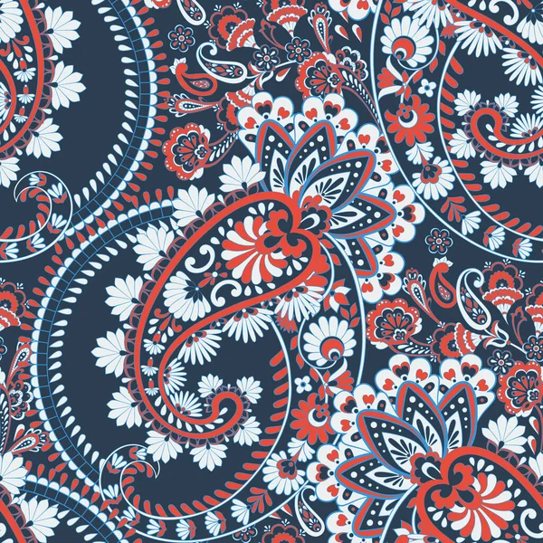 Paisley Nahtlose Ethnische Muster Indische Florale Vintage Hintergrund — Stockvektor