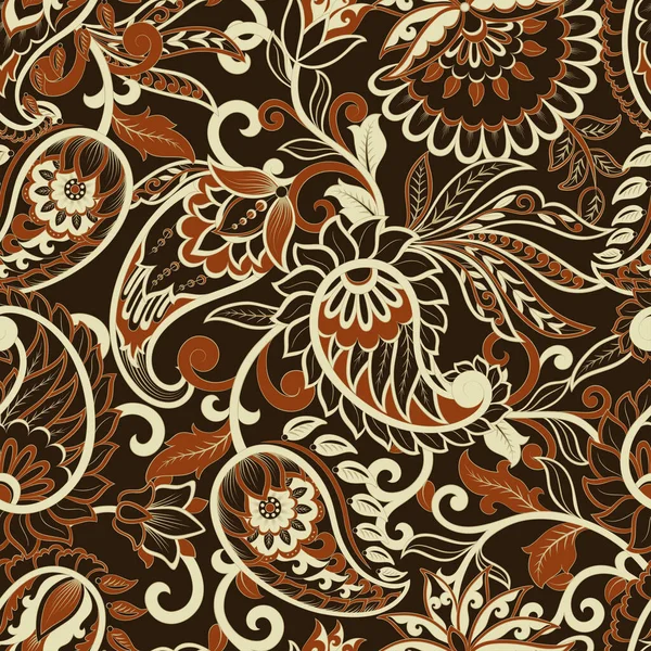 Paisley Pattern Nahtloser Textiler Hintergrund Aus Damast — Stockvektor