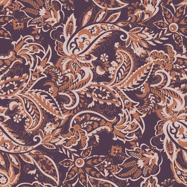 Paisley Vektor Nahtloses Muster Fantastische Blume Blätter Textile Boheme Prints — Stockvektor