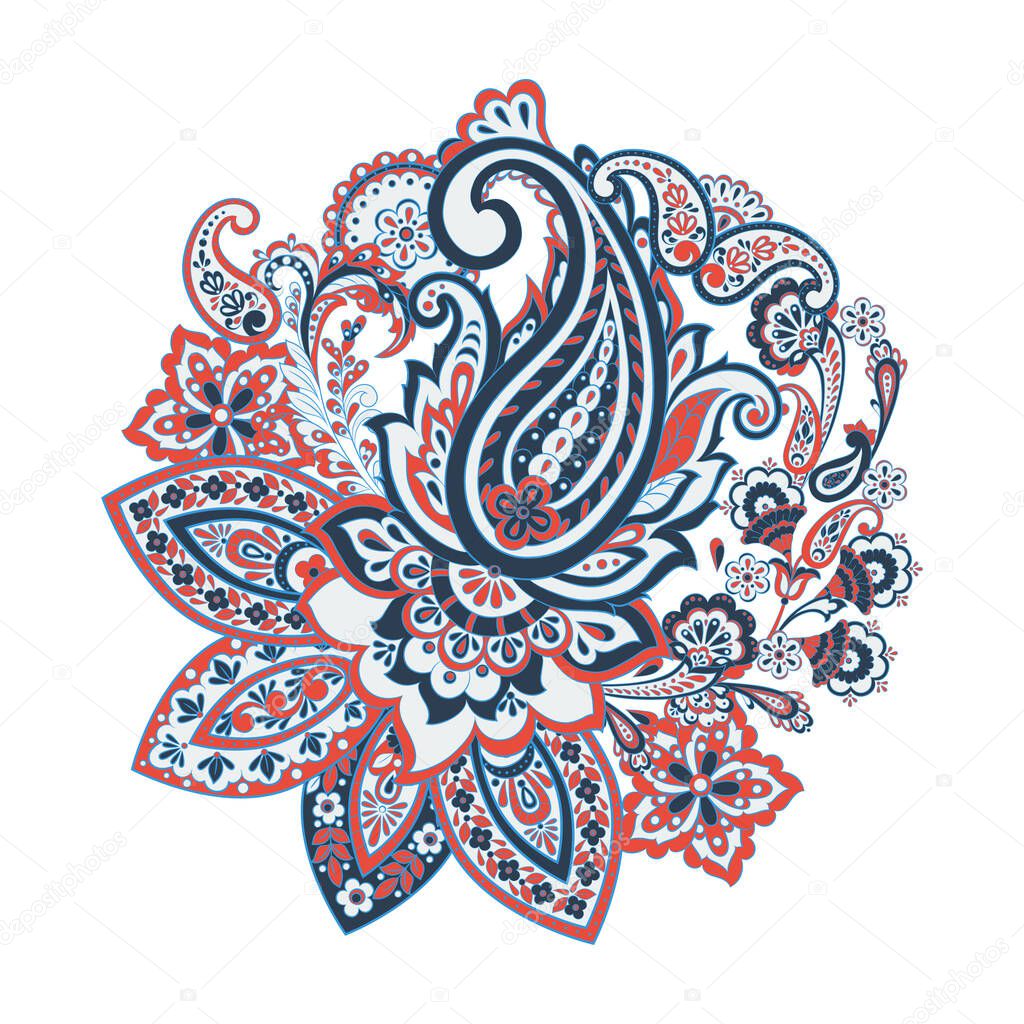 Paisley Damask ornament. Isolated Vector illustration