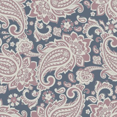 Çiçeksiz desenli desenli şal desenli süs. Asya tekstil biçiminde vektör illüstrasyonu