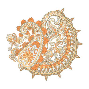 Şal desenli izole desen. damasyon vektör çizimi