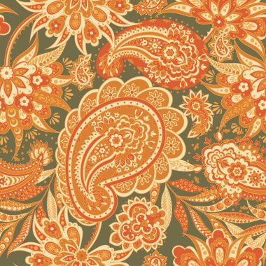 Paisley dikişsiz desen. Vektör etnik süsü