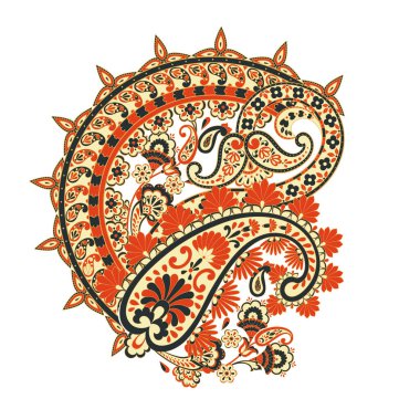 Şal desenli izole desen. damasyon vektör çizimi