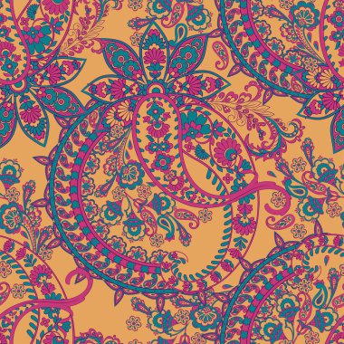 Paisley deseni. Kusursuz Asya Tekstil Arkaplanı