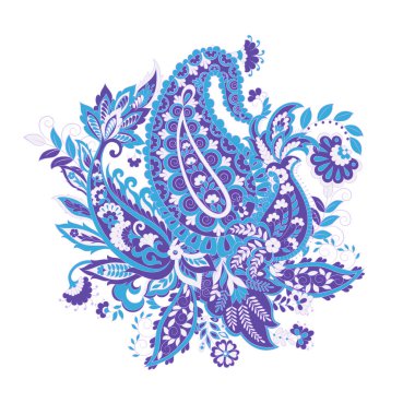 Hint tarzında izole edilmiş Paisley süsü. Çiçek vektör illüstrasyonu