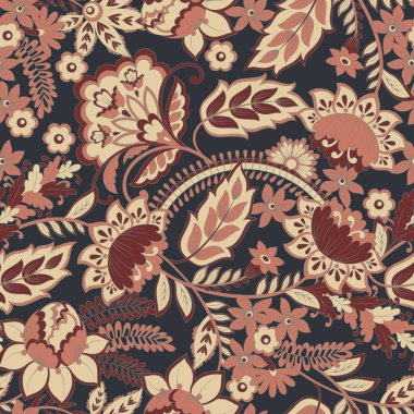 Çiçek vektör illüstrasyonunda damask stili. Kusursuz klasik arka plan.