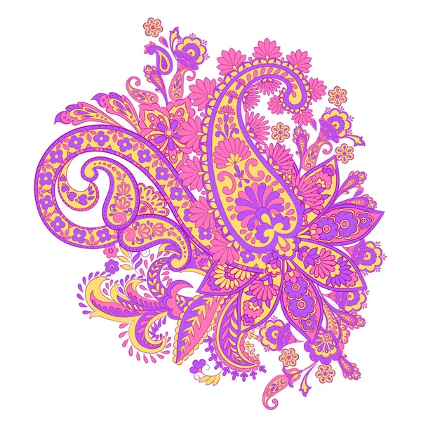 Hint tarzında izole edilmiş Paisley deseni. Çiçek vektör illüstrasyonu