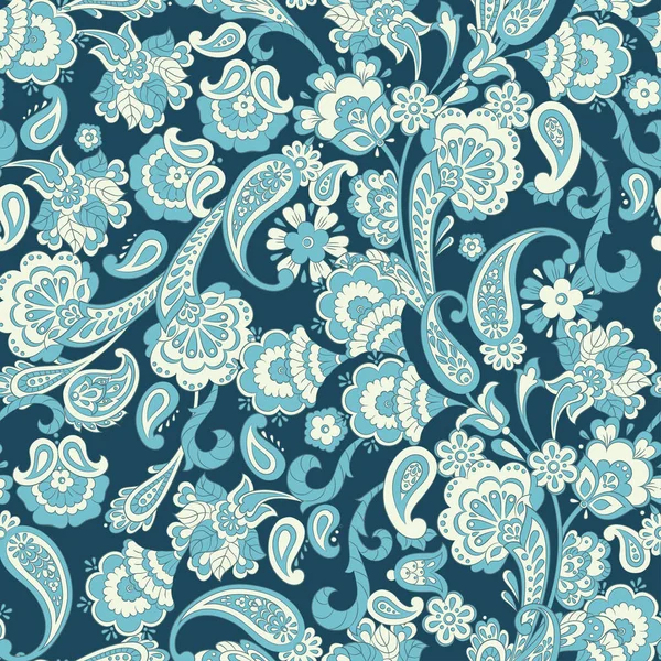 Floral Paisley Nahtloses Muster Damast Vektorhintergrund — Stockvektor