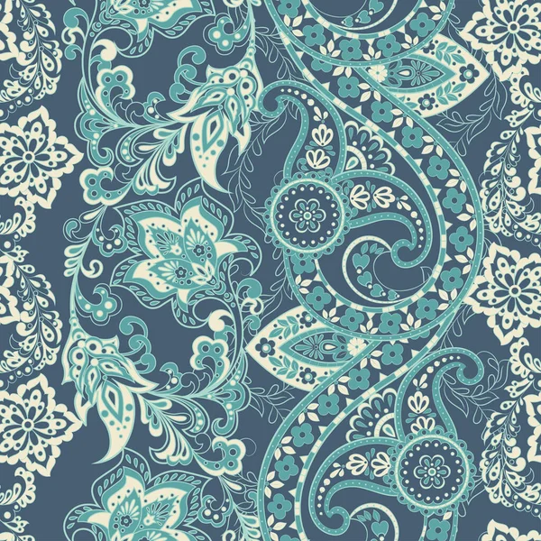 Patrón Sin Costura Floral Con Ornamento Paisley Ilustración Vectorial Estilo — Archivo Imágenes Vectoriales