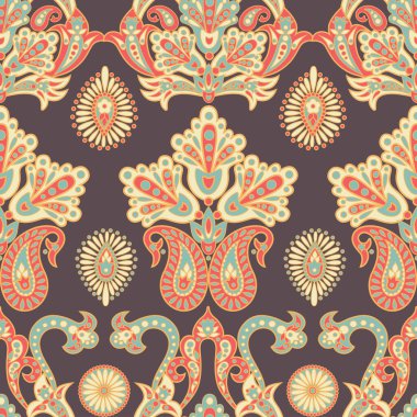 Dikensiz desenli süs. Asya tekstil biçiminde vektör illüstrasyonu