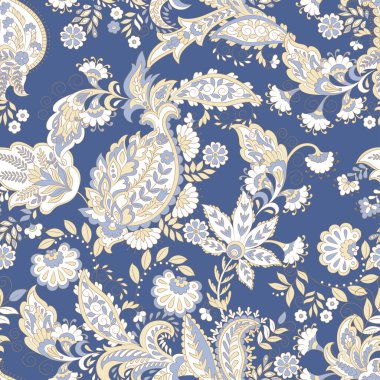 Çiçeksel elementlerle desenli, pürüzsüz etnik desen..