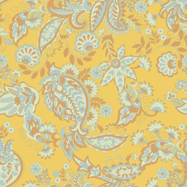 Çiçeksel elementlerle desenli, pürüzsüz etnik desen..