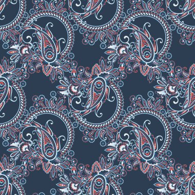 Kusursuz Asya Tekstil Arkaplanı. Paisley Deseni