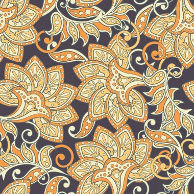 Çiçeksel oryantal etnik geçmiş. pürüzsüz vektör deseni