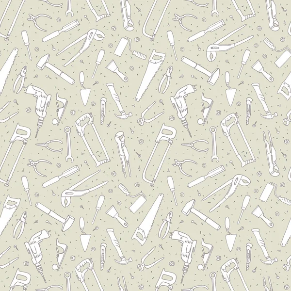 Hand Drawn Tools Seamless Pattern — Stock Vector