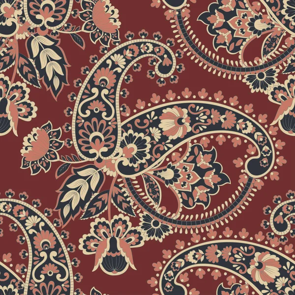 Fondo Textil Asiático Sin Costuras Patrón Paisley — Archivo Imágenes Vectoriales