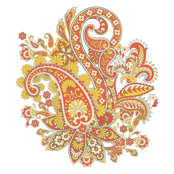 Modello Paisley Isolato Stile Indiano Illustrazione Vettoriale Floreale — Vettoriale Stock