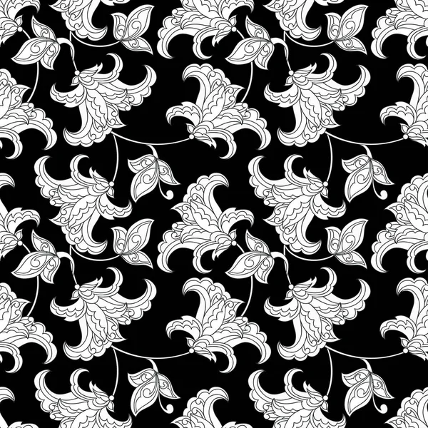 Flores Vintage Patrón Sin Costuras Fondo Vectorial Floral Étnico — Vector de stock