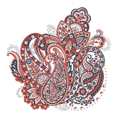 Etnik çiçekler ve desenli vektör deseni. Çiçeksel vintage illüstrasyon