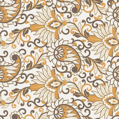 Çiçeksel elementlerle desenli, pürüzsüz etnik desen..