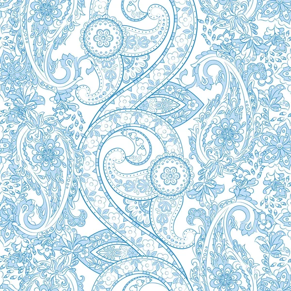 Patrón Sin Costuras Paisley Con Flores Estilo Indio Fondo Vector — Vector de stock