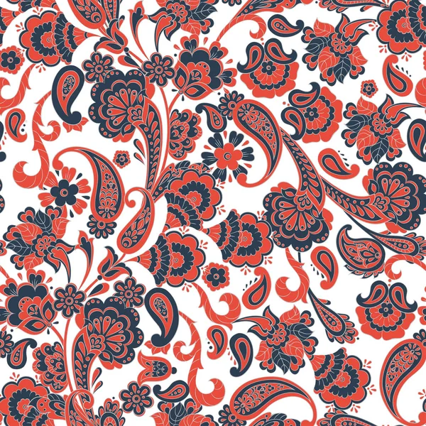 Floral Paisley Nahtloses Muster Damast Vektorhintergrund — Stockvektor