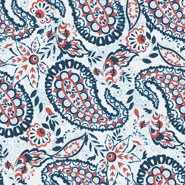 Damast Paisley Nahtloses Vektormuster Floral Vintage Hintergrund — Stockvektor