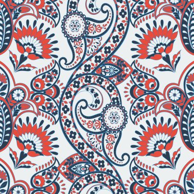 Çiçekli kumaş arkaplanı süsleyin. Vektör vintage deseni