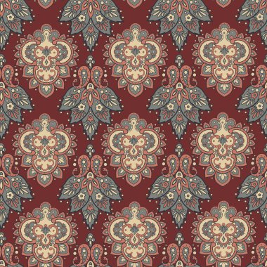 Hint tarzında kusursuz bir desen. Çiçek vektör illüstrasyonu