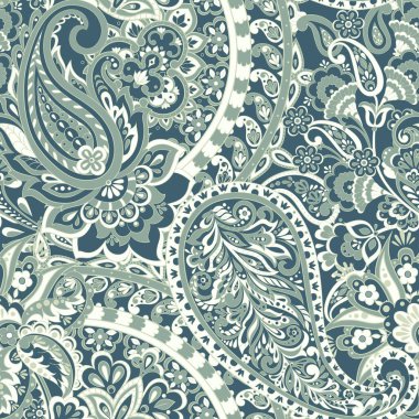 Şal desenli, desensiz bir süs. Asya tekstil biçiminde vektör illüstrasyonu