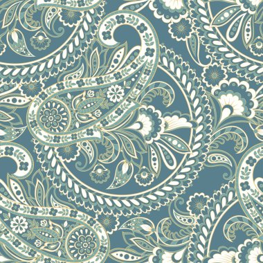 Paisley tarzı, çiçeksiz desen. Süslü Damask arkaplanı