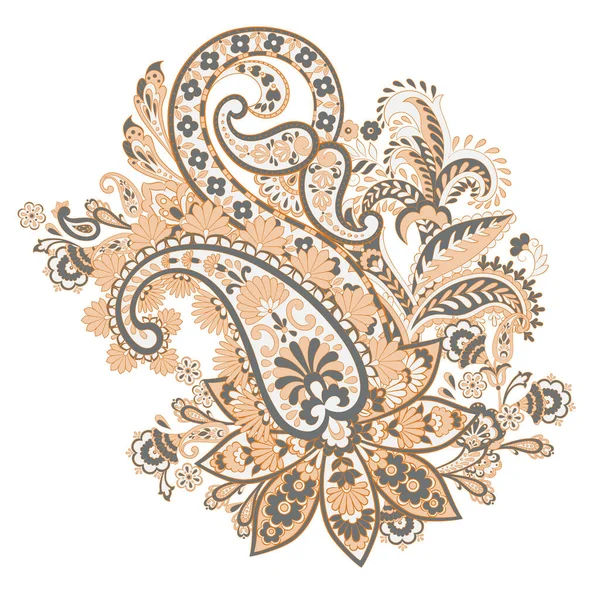 Isolerad Paisley Mönster Indiansk Stil Blommig Vektor Illustration — Stock vektor